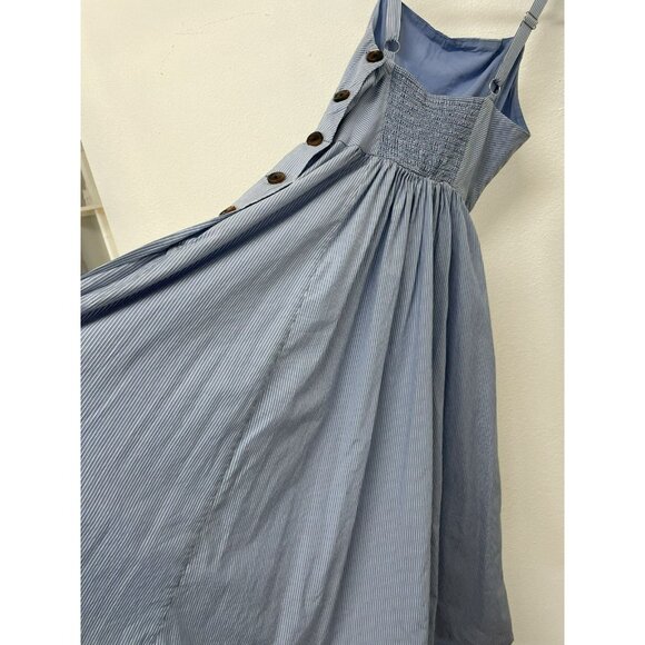 Urban Outfitters Women’s Large Midi Dress Flair Button Side Slit Summer Halter - Picture 2 of 15